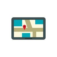 Tablet with a map of area icon, flat style vector