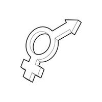 Male and female symbols icon, outline style vector