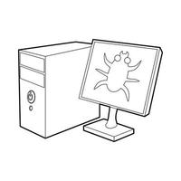 Bug on the monitor of personal computer icon vector