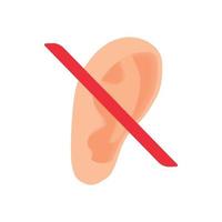 Deafness icon in cartoon style vector