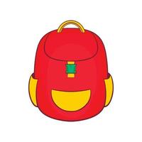 Red backpack icon in cartoon style vector