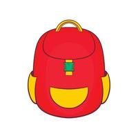 Red backpack icon in cartoon style vector