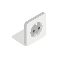 icono de enchufe blanco eléctrico, estilo 3d isométrico vector