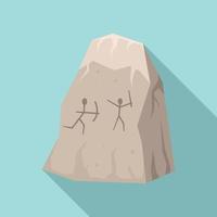 Stone age cave drawings icon, flat style vector