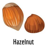 Hazelnut icon, cartoon style vector