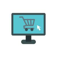 Computer monitor with shopping cart icon vector