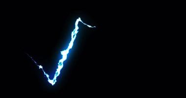 Looped blue lightning bolts electric bright shiny with reflections, action set. Abstract background. Screensaver, video in high quality 4k