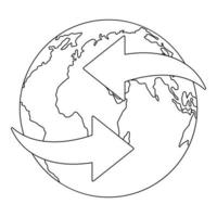Moving earth icon, outline style. vector