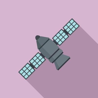 Astronomy space station icon, flat style