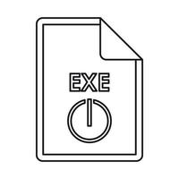 icono de archivo de texto de extensión exe, estilo de esquema vector