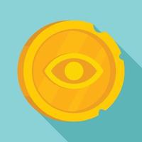 Ancient gold coin icon, flat style vector