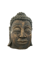 tête de bouddha en bois isolé png