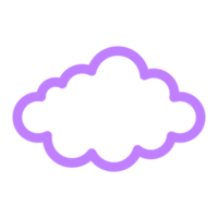 ilustración de contorno de nube simple en color púrpura para elemento de diseño png