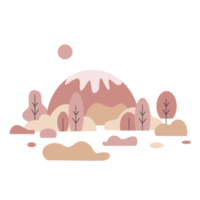 Cute landscape illustration in minimalist style and pastel color for design element png