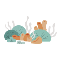 Cute underwater view with coral illustration in minimalist style and pastel color for design element png