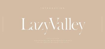 Luxury sans serif alphabet letters font and number. Classic Lettering Minimal Fashion Designs. Typography simple wedding fonts and logo. vector illustration