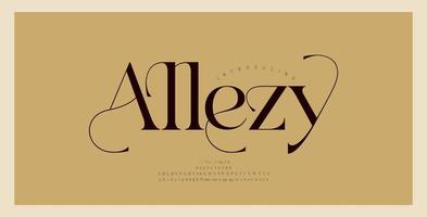 Luxury wedding alphabet letters font with tails. Typography elegant classic serif fonts and number decorative vintage retro concept for logos branding. vector illustration