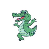 Ilustración de vector de dibujos animados lindo caimán o cocodrilo