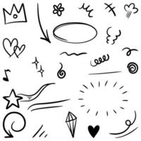 set of Hand drawn doodle elements for concept design isolated on white background. vector illustration.