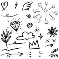 set of Hand drawn doodle elements for concept design isolated on white background. vector illustration.