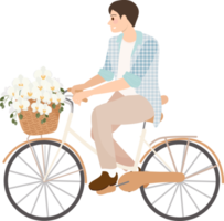 beautiful young just married wedding couple ride bicycle flat style png