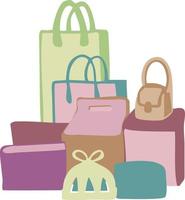 cajas y bolsas con compras. vector