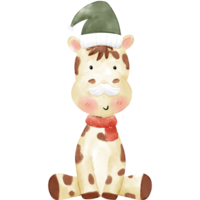 ilustração em aquarela de girafa de natal png
