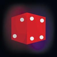 Red dice icon in cartoon style vector