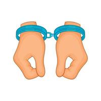 Hands in handcuffs icon, cartoon style vector