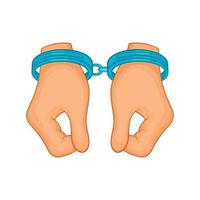 Hands in handcuffs icon, cartoon style vector