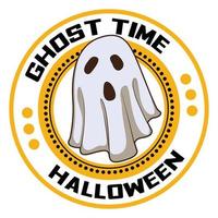 Halloween ghost time logo, cartoon style vector