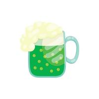 una jarra de cerveza verde con un icono de cabeza espumosa vector