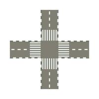 icono de intersección de carretera vacía, estilo de dibujos animados vector