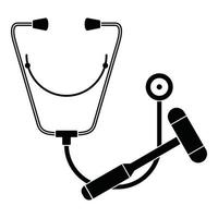 Stethoscope, hammer icon, simple style vector