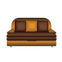Leather sofa icon, cartoon style vector