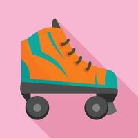 Orange roller skates icon, flat style vector