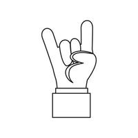 icono de signo de mano de rock and roll, estilo de esquema vector