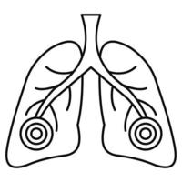 icono de pulmones de neumonía, estilo de contorno vector