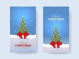 Christmas social media banner with snowy blue backgroud vector