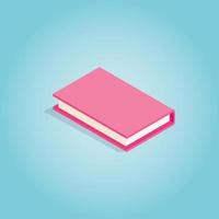 Pink book icon, isometric 3d style vector