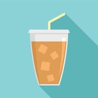 icono de capuchino de hielo, estilo plano vector