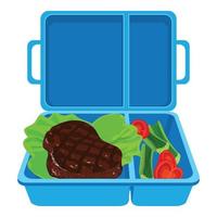 Blue lunchbox icon, cartoon style vector