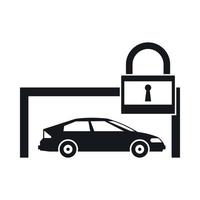 Car and padlock icon, simple style vector