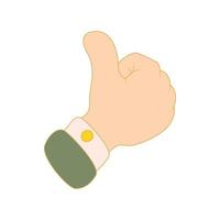 Thumbs up icon, cartoon style vector