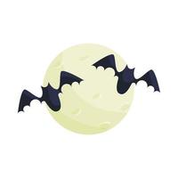 Full moon and bats icon, cartoon style vector