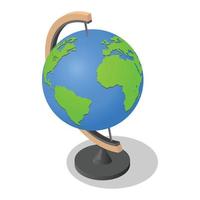 Geography globe earth school icon, isometric style vector