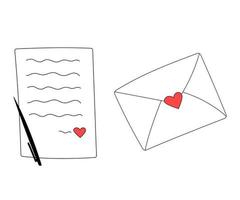 carta de amor para el día de san valentín. sobre blanco con corazón. ilustración vectorial vector