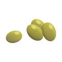 Green olives isolated on white background. Vector illustration