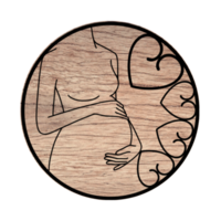 incinta donne con cuori. di legno sfondo. cerchio icona, design elementi. png