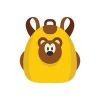 Cute bear backpack icon, flat style vector